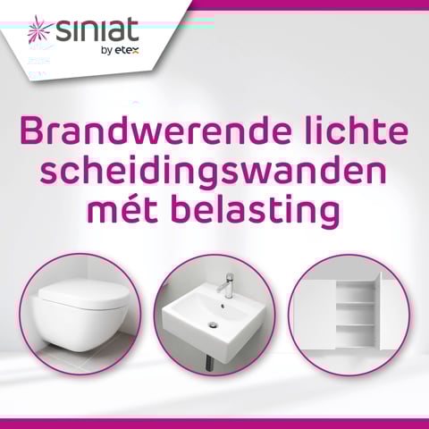 Brandwerende lichte scheidingswand met consolelasten EI 60